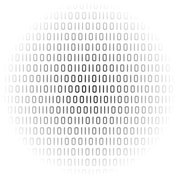 Binary code abstract pattern background with radial gradient fill and transparent backdrop
