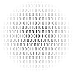 Binary code abstract pattern background with radial gradient fill and transparent backdrop
