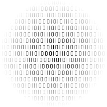 Binary code abstract pattern background with radial gradient fill and transparent backdrop
