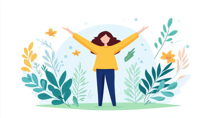 Happiness is letting go, A cheerful flat illustration about letting go of guilt, emphasizing happiness and self-acceptance.