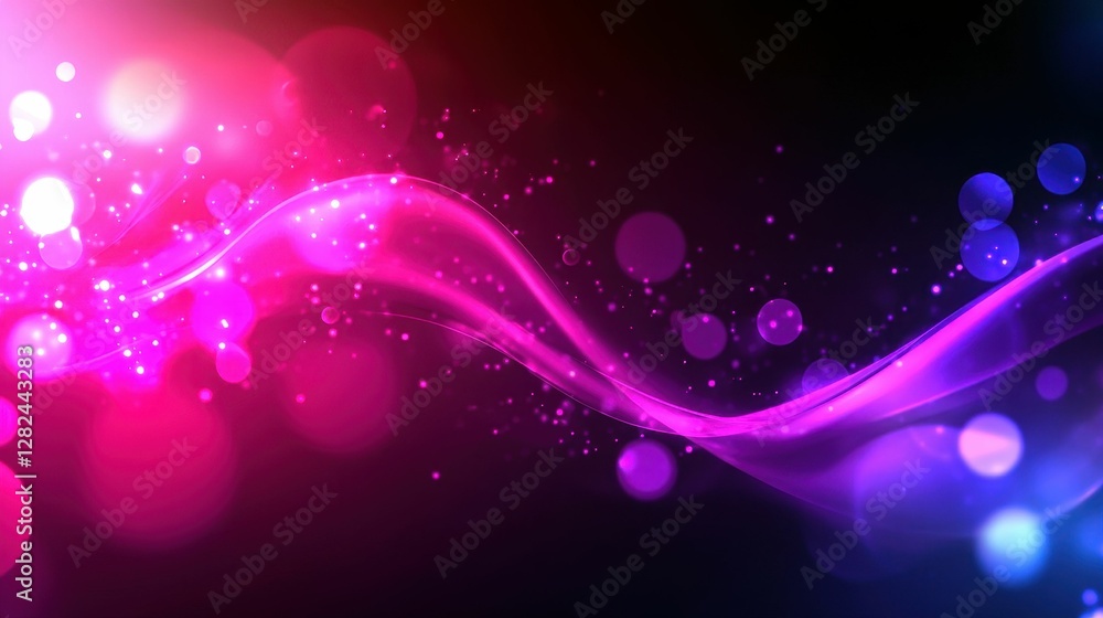 Aufkleber ethereal light bursting with color abstract composition with glowing particles and wavy lines