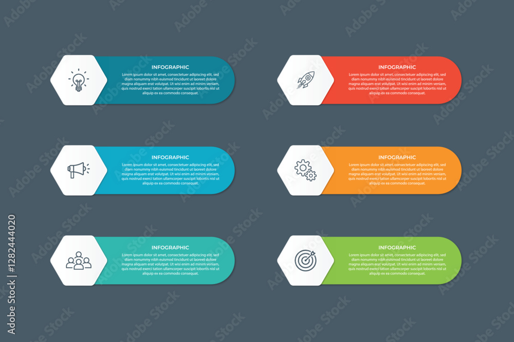 Aufkleber vector infographic label design with circle infographic template design and 4-5-6 options or steps. 