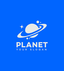 Celestial Planet Logo Design Space, Rings, Stars, Galaxy, Universe