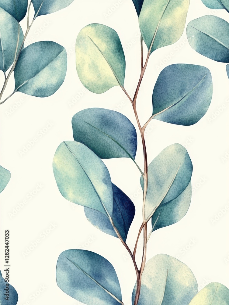 Aufkleber beautiful watercolor illustration of delicate green leaves with soft gradients and gentle hues. gene