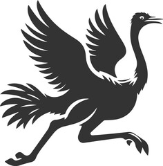 Ostrich jumping in excitement animal vector silhouette