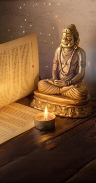 Hanuman Jayanti portrait greeting card with candle and Hanuman statue on it