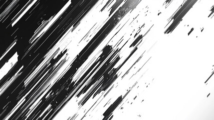 Abstract black and white diagonal streaks creating a dynamic motion effect with textured patterns