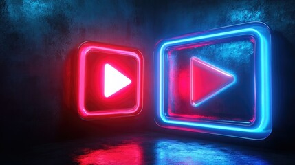 A futuristic 3D social media live stream icon in a cinema-style frame, representing digital entertainment.