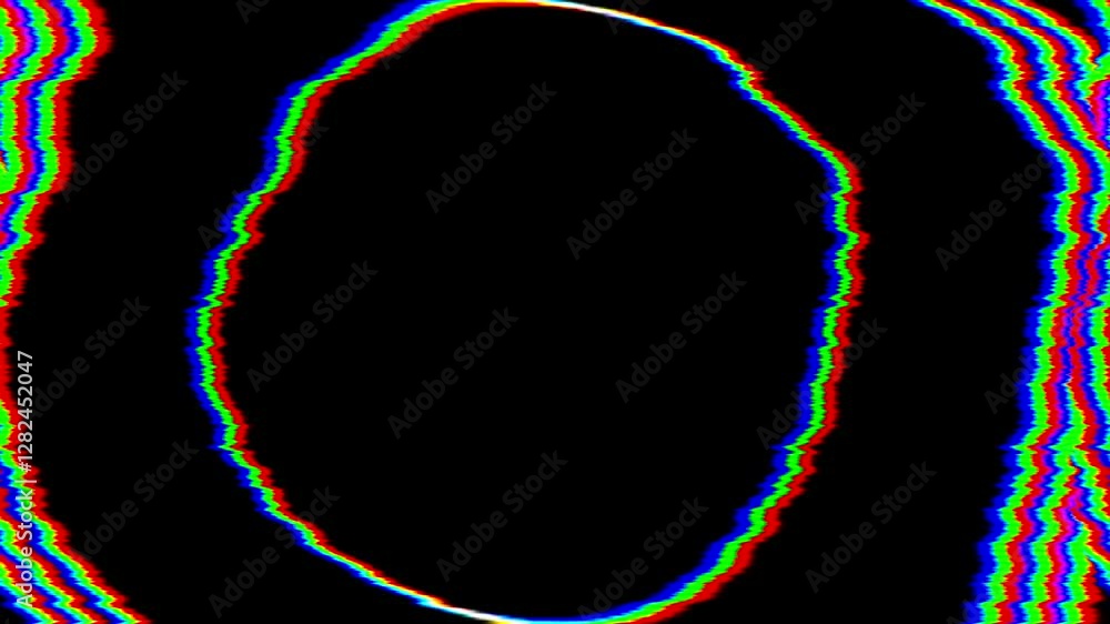 Poster heavily distorted circle shapes animation on a black background