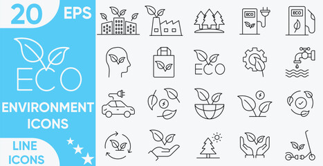 Environment icon set.nature, recycle, renewable, environmental, ecological, eco-friendly, forest, wind power, green energy, trees, ecology and more.Vector and illustrator set.