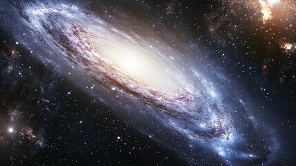 Obraz premium Giant radio wave jet stretches across cosmic expanse, revealing the universe's hidden wonders. 