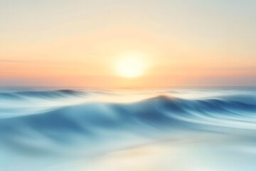 Obraz premium Gentle Sunset Glow Over Serene Oceanic Waves and Horizon
