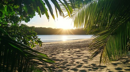 Sunset Paradise: Tropical Beach Serenity at Golden Hour