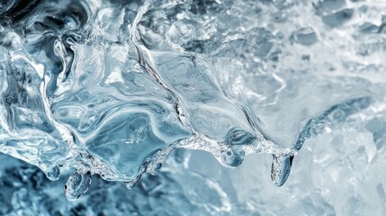 Obraz premium Melting ice sheet with rising water, arctic landscape, climate change impact. 