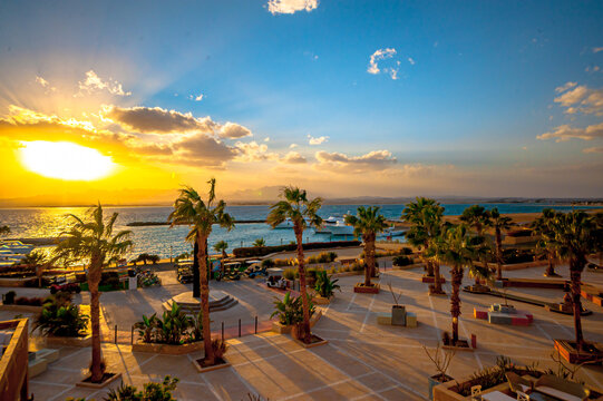 Soma Bay sunset on the beach in egypt