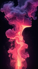 Surreal digital illustration of a human figure in profile with hair transforming into colorful vapor against a dark, starry background