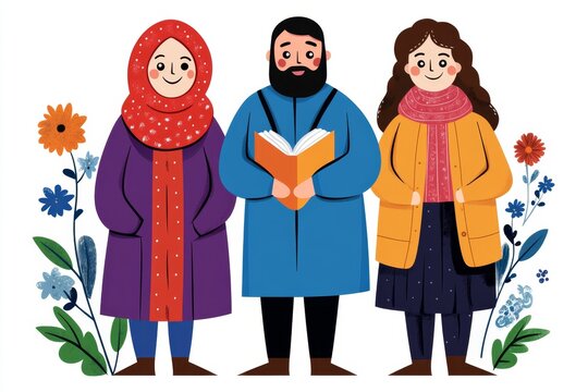 Religion vector illustration Flat tiny symbolic element persons concept