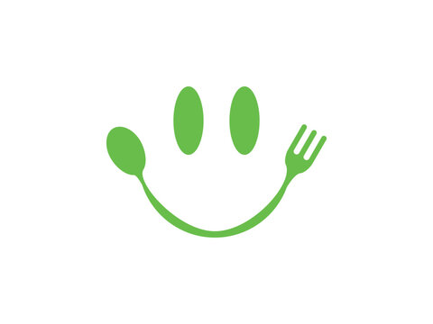 editable vector smile fork and spoon symbol design illustration isolated on transparent background