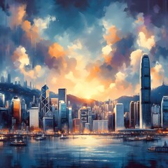 Obraz premium Cityscapes at sunset