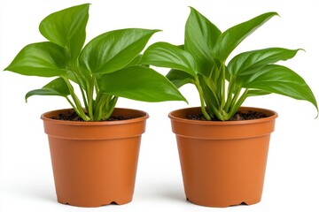 set of green plant potted in flower pot cutout