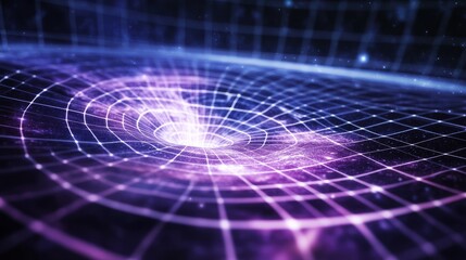 Fototapeta premium Rippling spacetime waves with glowing energy lines, revealing intricate gravitational patterns in the cosmos. 