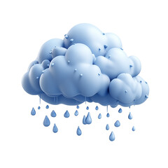 3D Rain Cloud Isolated on PNG Transparent Background.
