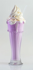 Milkshake with whipped cream, isolated on white background.