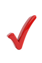 red check mark isolated on transparent background cutout