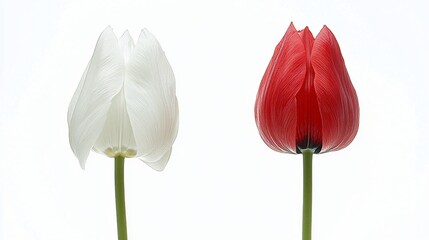Red and white tulips, studio shot, simple background, spring flowers