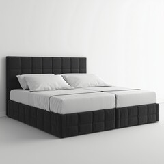 Modern Upholstered Bed, Bedroom Interior, Minimalist Design
