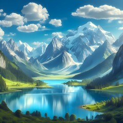 Fototapeta premium lake and mountains