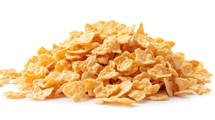Crunchy Corn Flakes Cereal Pile  Breakfast Food  Closeup