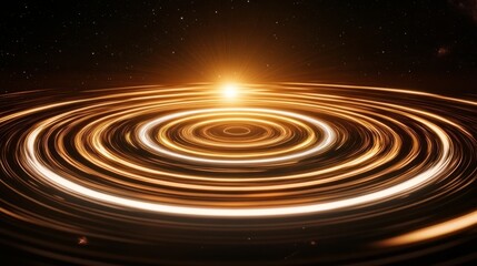 Obraz premium Galaxy with nine glowing rings, a celestial bullseye, symbolizing cosmic harmony and infinite depth. 