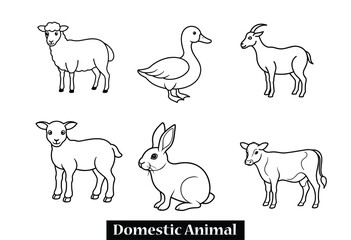 farm animals set lineart