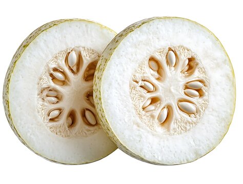 Two Slices of Fresh Winter Melon Isolated on White
