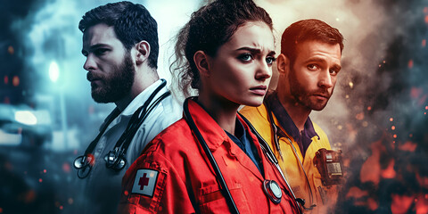 Emergency Medical Team of Doctors and Paramedics in Dramatic Scene
