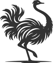 Obraz premium Ostrich shaking its whole body animal vector silhouette