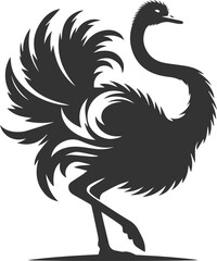 Ostrich shaking its whole body animal vector silhouette