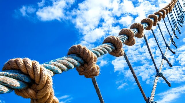 Team Building Activity with Rope Course Outdoors - Powered by Adobe