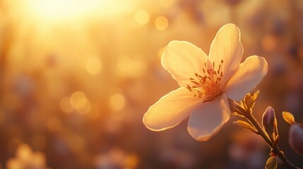 Fototapeta premium Vibrant flower blooming under bright sunlight with green foliage in the background