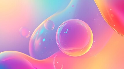 Trendy background with floating colorful bubbles
