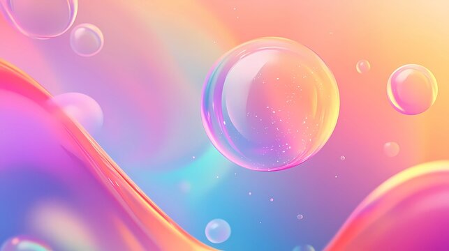 Trendy background with floating colorful bubbles