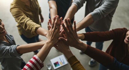 People Team Joining Hands Together for Collaboration and Achievement