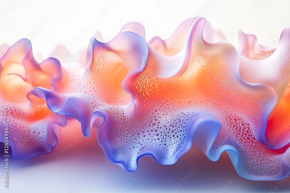 Poster Abstract artwork features translucent ruffles with gradient colors and texture