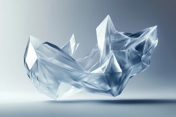 Abstract 3D rendering of a floating crystalline structure. Futuristic low poly object with sharp edges., Generative AI