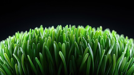 Lush green grass, close-up, dark background, nature