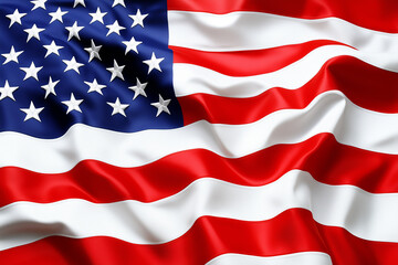 Obraz premium USA Flag Flutters Beautifully in the Wind with Wave-like Motion and Vibrant Color Contrast