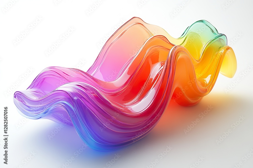 Poster colorful transparent wave shaped object on a white background