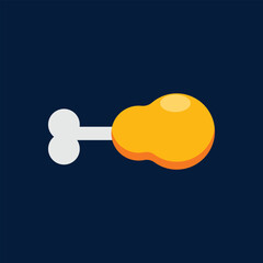 an illustration of chicken thigh meat with golden yellow color, clear shadow, blue background