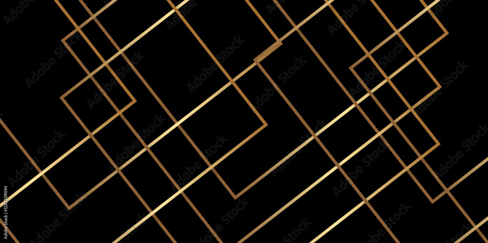 Poster black and golden vector futuristic tech glow and shinning line simple modern abstract background. ab